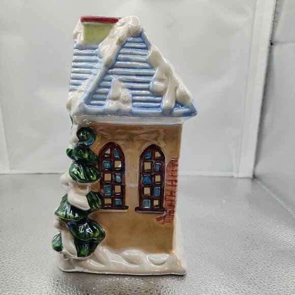 Snow Covered Christmas Cottage Tealight Candle Holder Winter Holiday Decor - Picture 14 of 14